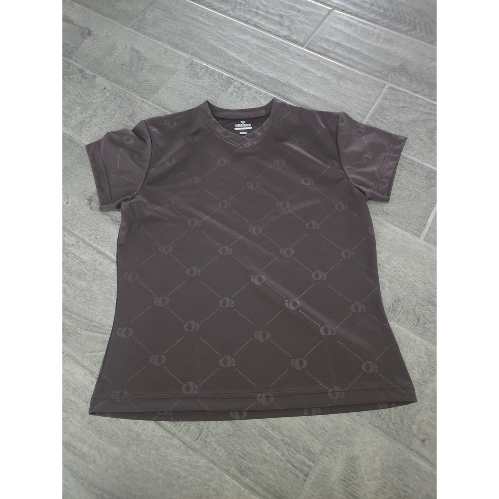 Pearl Izumi Womens Medium Brown Monogram V-Neck Cycling Shirt Short Sleeve Top